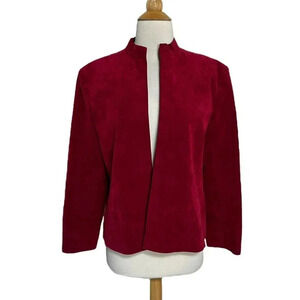 Ultrasuede XL‎ chic red faux suede open front blazer jacket